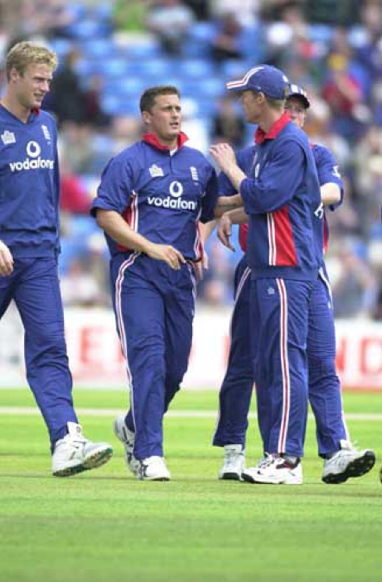 Gough takes the wicket of Kaluwitharana with the help of a catch from  Hussain ., England v Sri Lanka at Leeds, July 2002