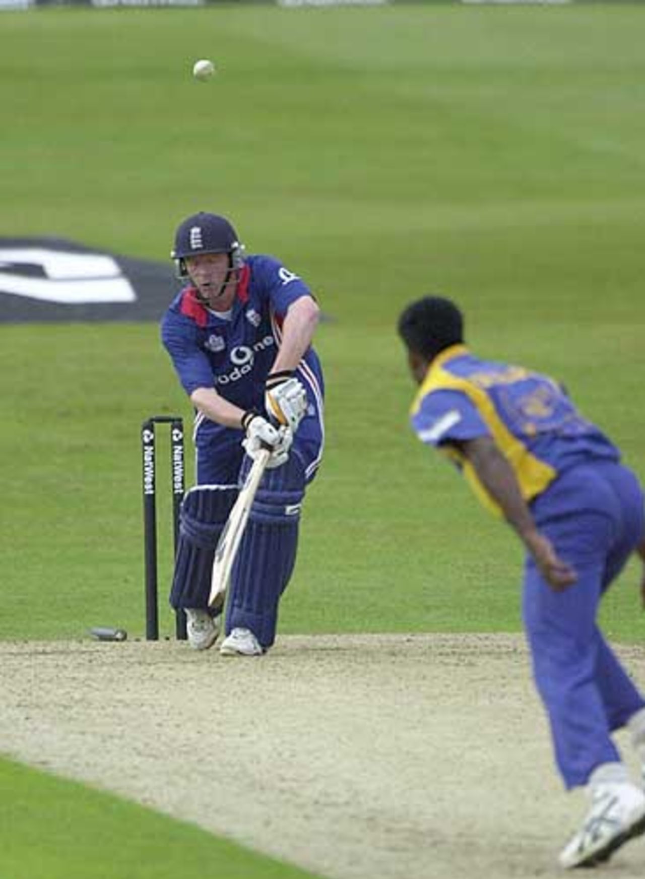 Collingwood's courageous innings of 38 is ended by Fernando, England v Sri Lanka at Leeds, July 2002