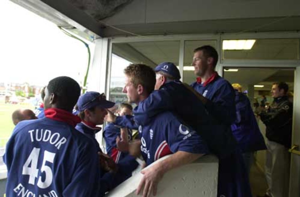 Closing scenes on the England balcony , England v Sri Lanka at Leeds, July 2002
