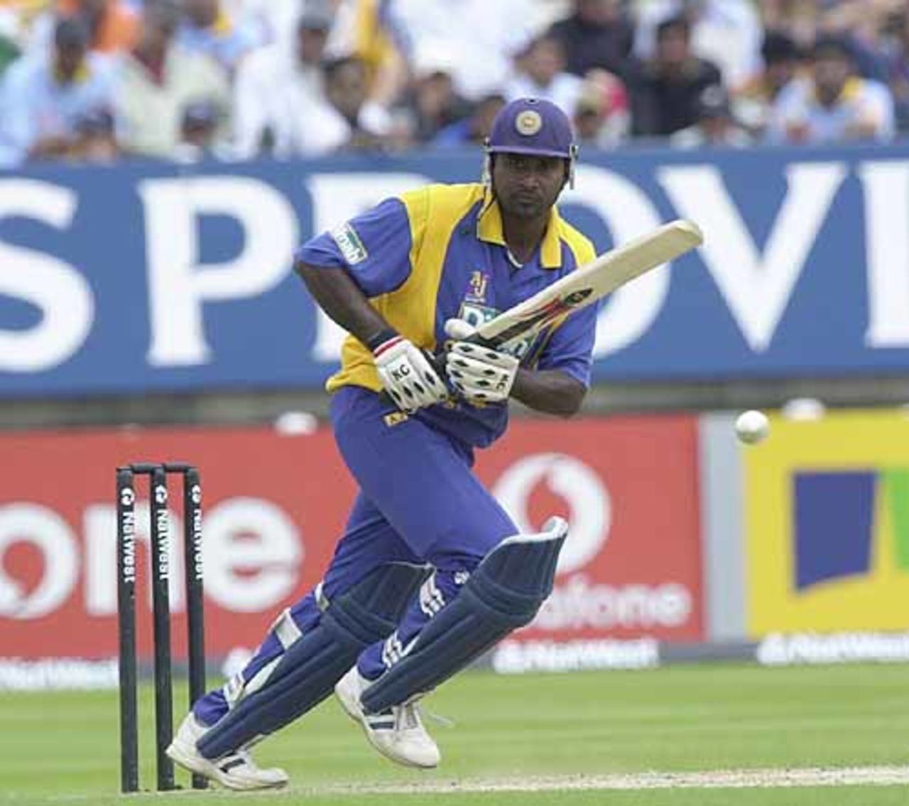 Gunawardene with a fine push and run, India v Sri Lanka at Birmingham, July 2002