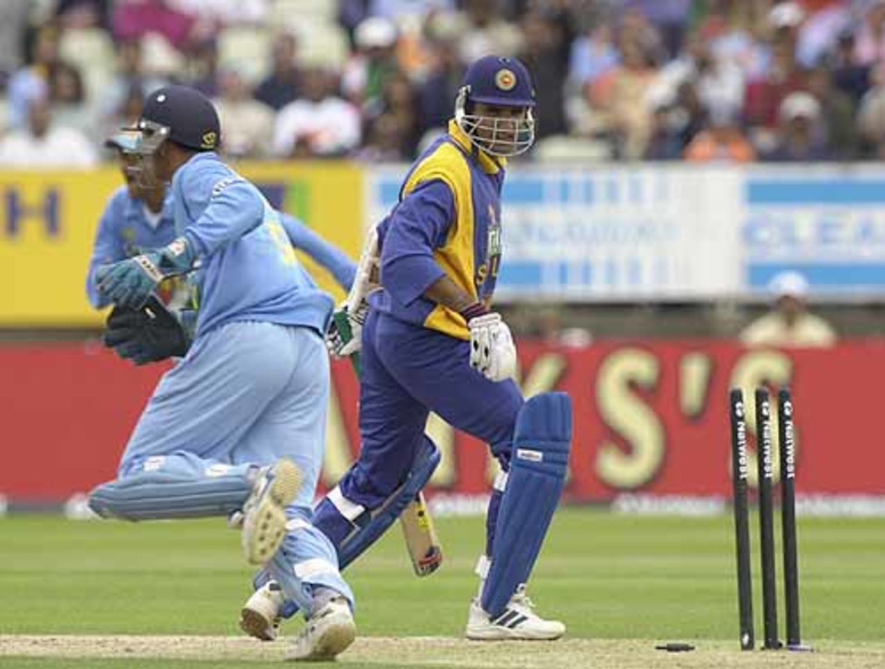 Atapattu is out stumped Dravid off the bowling of Kumble, India v Sri Lanka at Birmingham, July 2002