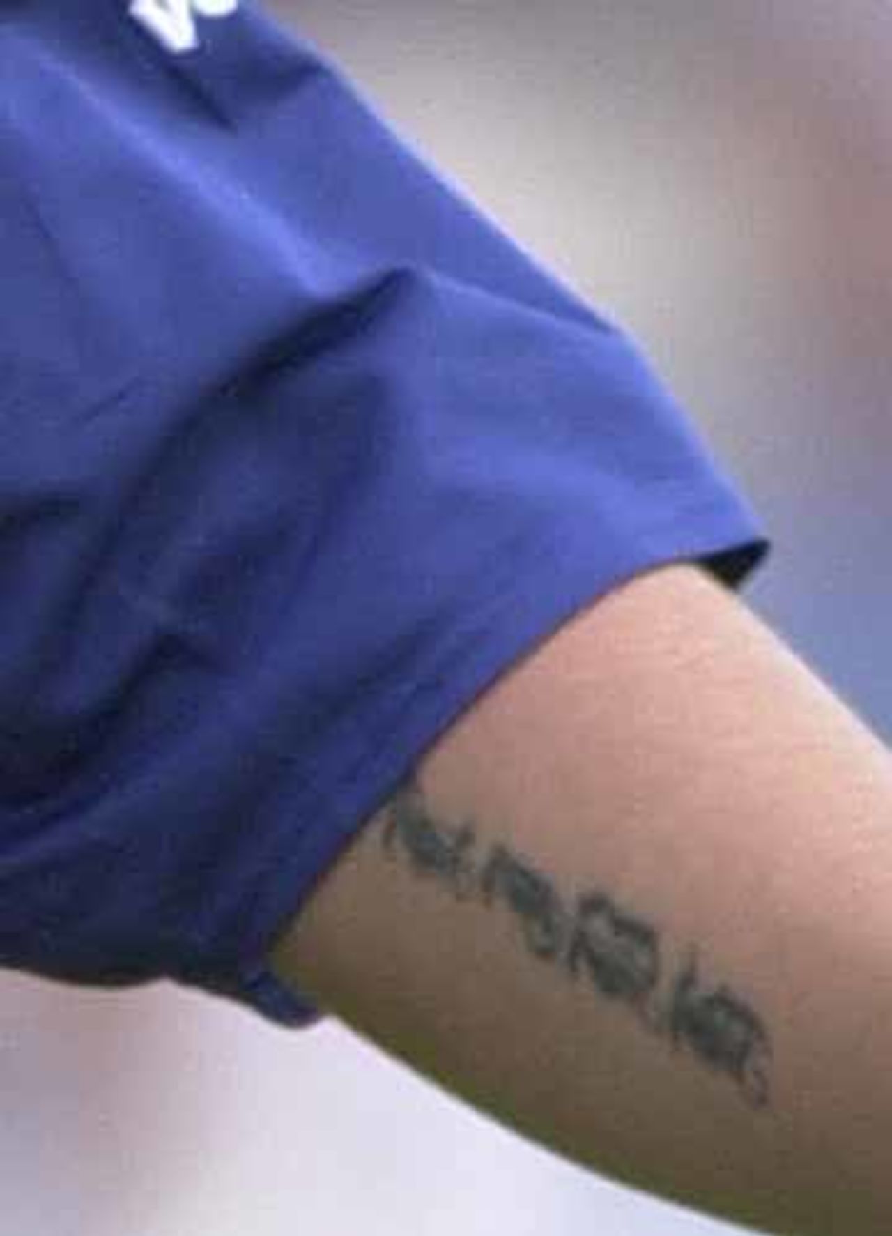 The tattoo on the inside of Darren Gough's arm, England v Sri Lanka at Manchester, July 2002