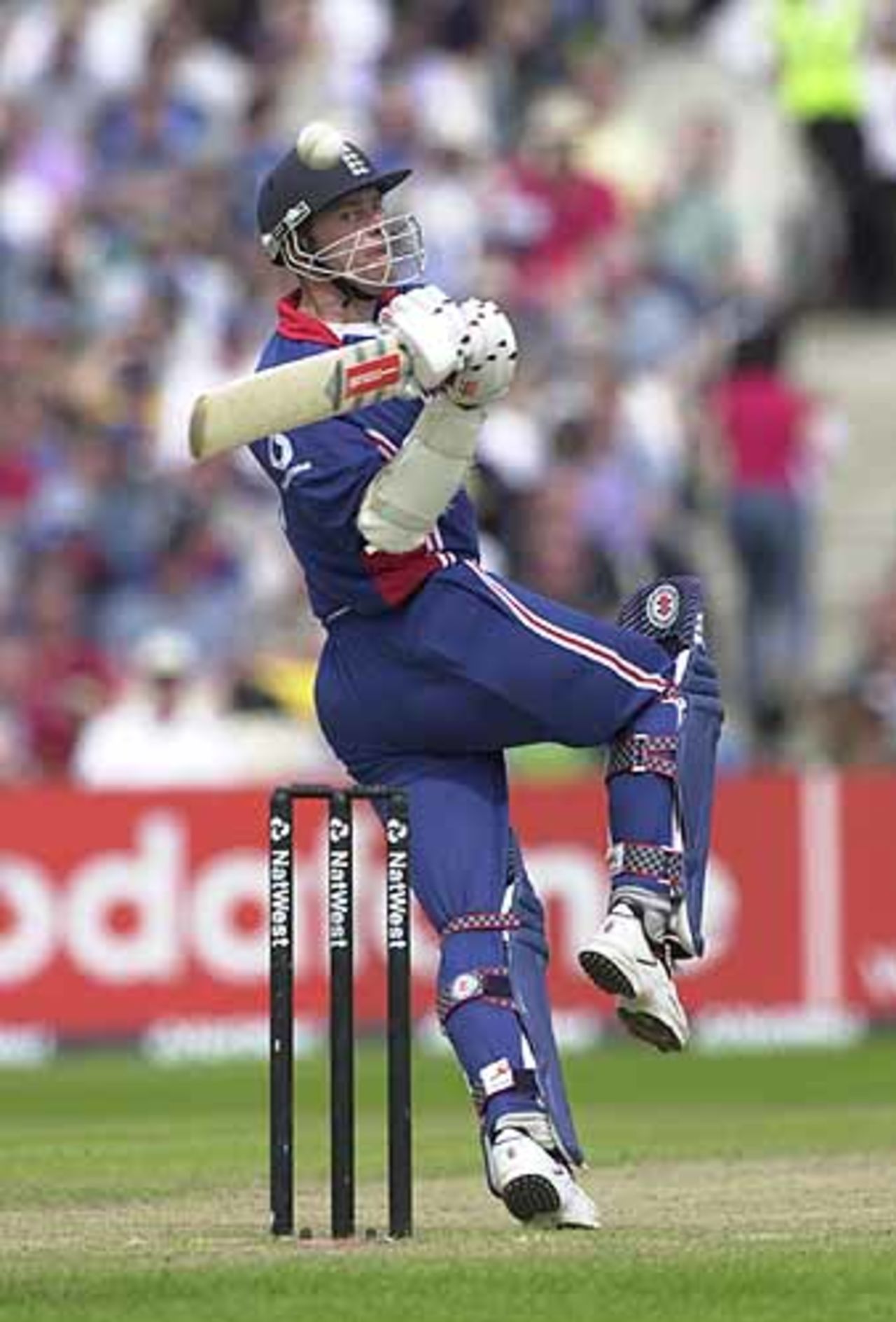 A swing and a miss from Nick Knight, England v Sri Lanka at Manchester, July 2002
