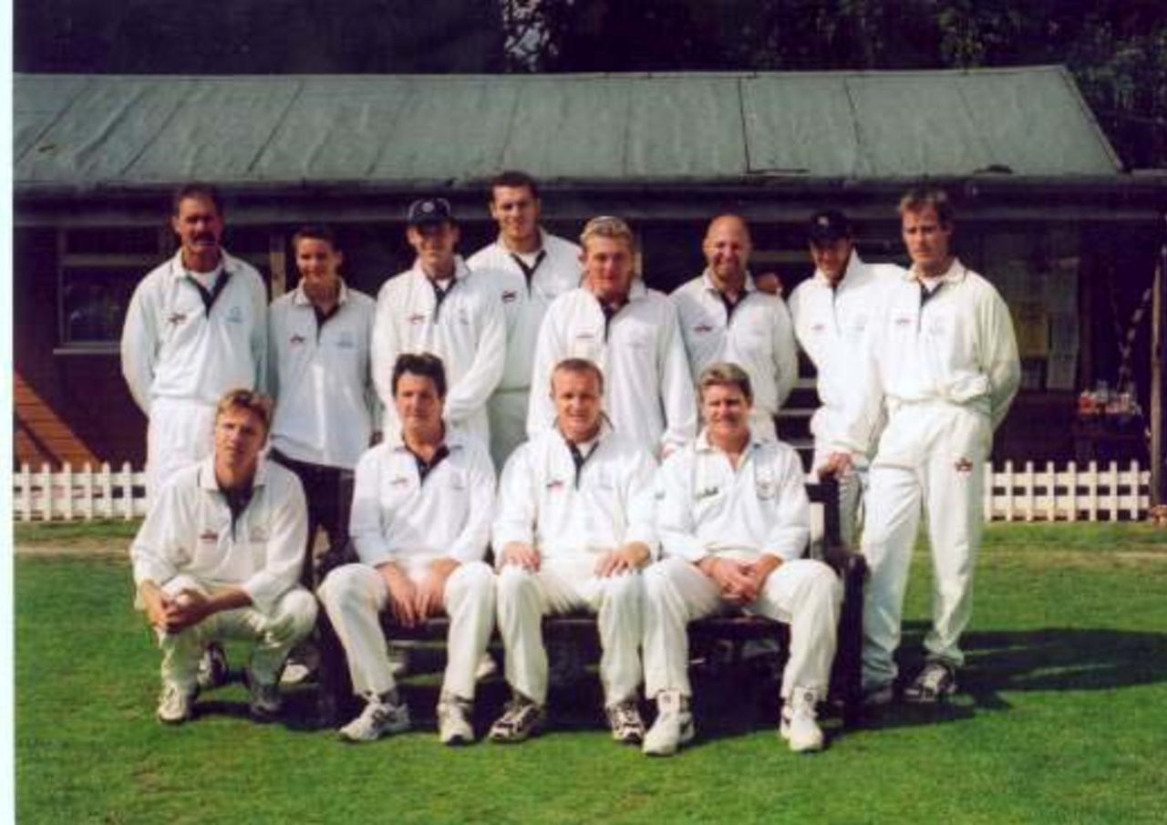 The Hampshire team for Shaun Udal's benefit match at Eversley<BR>Back row l/r: Jimmy Cook, Steven Cook, John Crawley, Chris Tremlett, Derek Kenway, Patrick Farhart, Nic Pothas, Neil Johnson.<BR>front row l/r: Alan Mullally, Mark Nicholas, Shaun Udal, Robin Smith