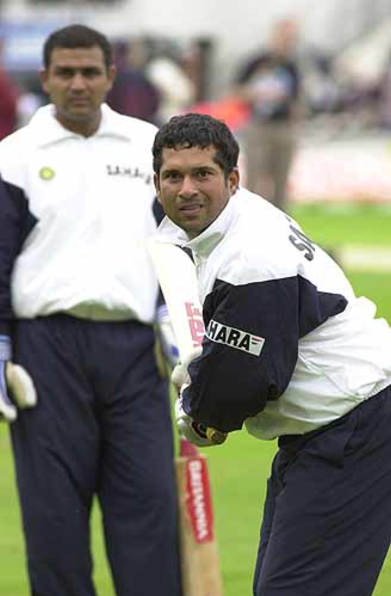 Indian batting sensations Sehwag and Tendulkar at pre-match practice, England v India at The Oval, July 2002
