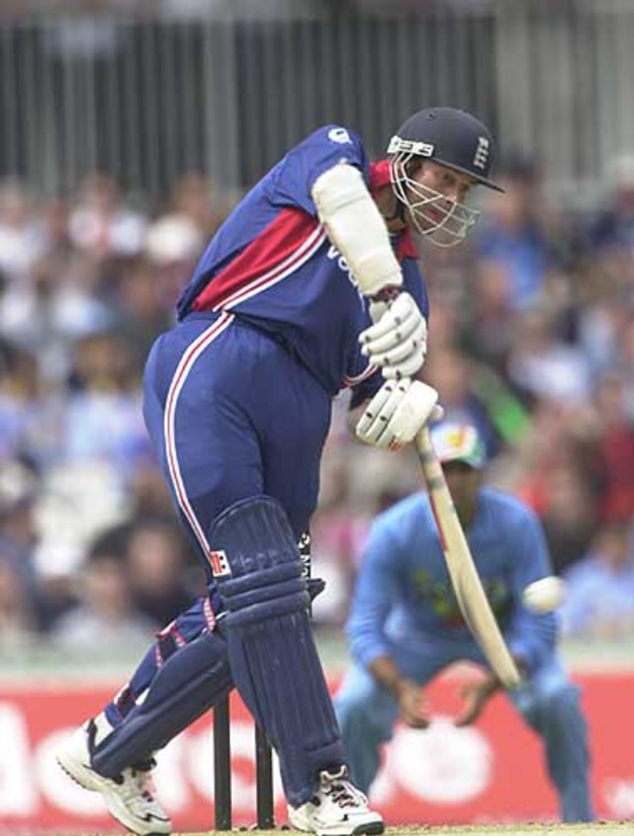 Nick Knight wallops a four, England v India at The Oval, July 2002