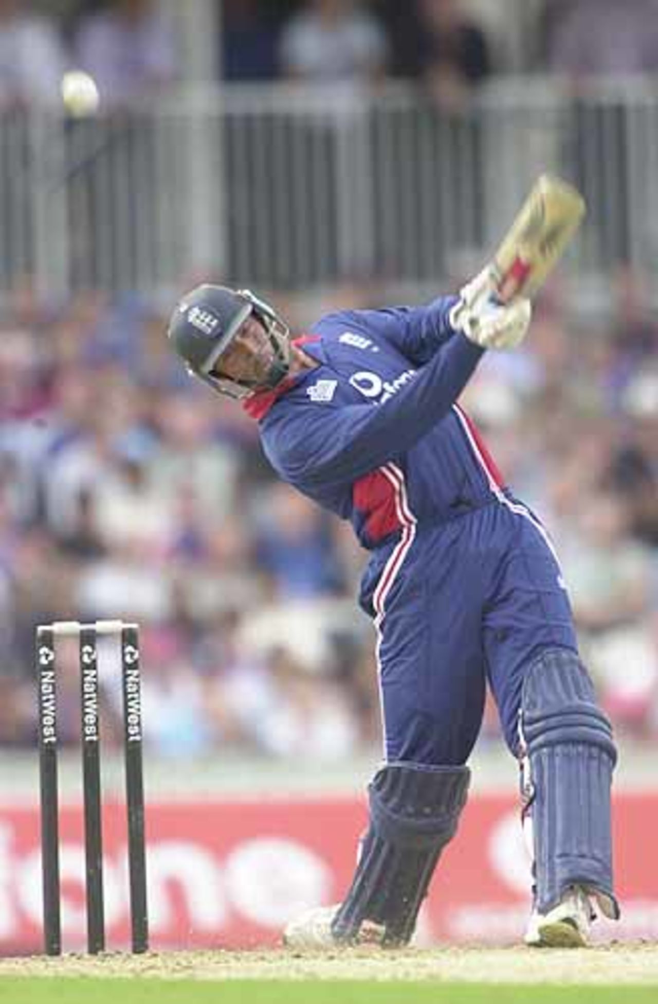 Over the top from England skipper Hussain, England v India at The Oval, July 2002