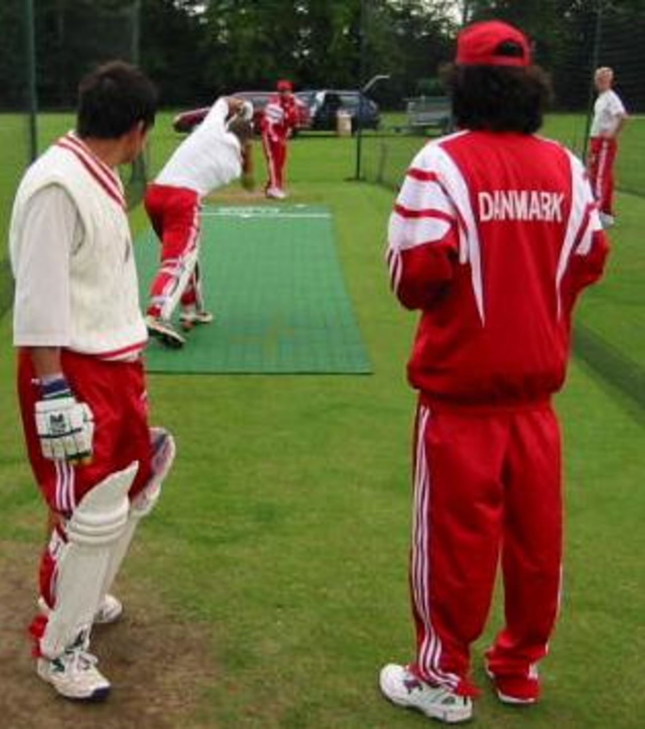 The Danish squad practising in the nets at Oundle School