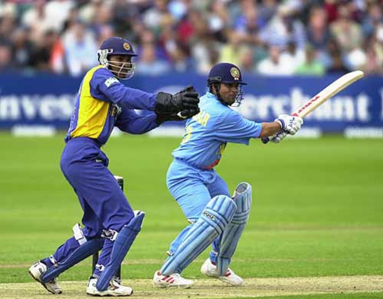 A lovely cut shot from Tendulkar at Bristol, India v Sri Lanka at Bristol 11th Jul 2002