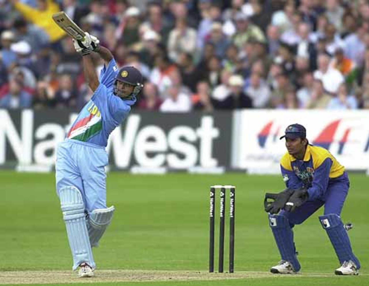 Mongia with a lovely stroke off Jayasuriya for four, India v Sri Lanka at Bristol 11th Jul 2002