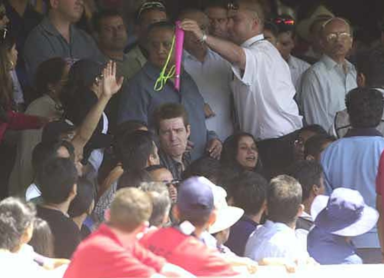 The stewards confiscate any horns and banners from fans at Lord's, NatWest Series Final, 13th July 2002