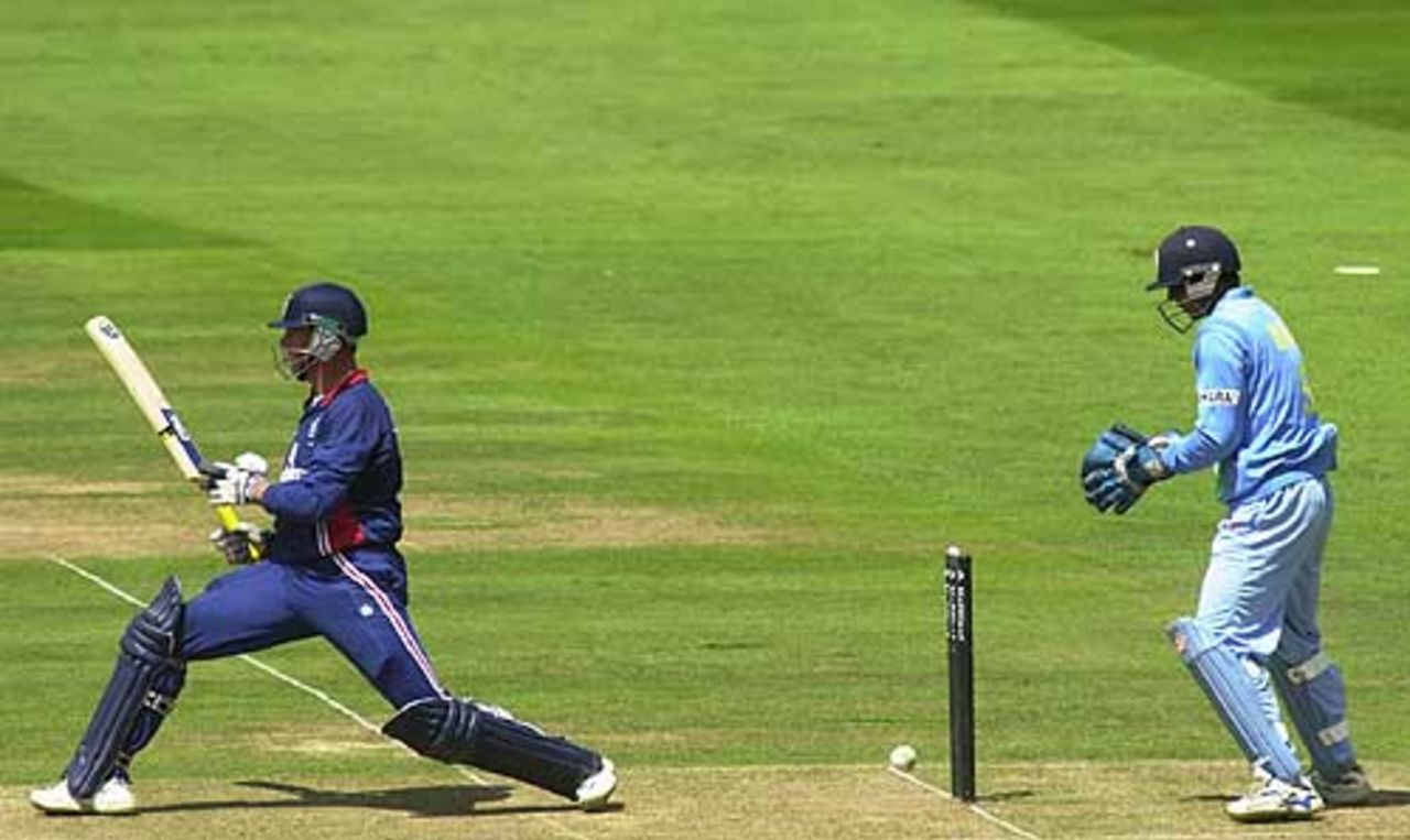 Marcus Trescothick is clean bowled for 109 by Kumble, NatWest Series Final, 13th July 2002