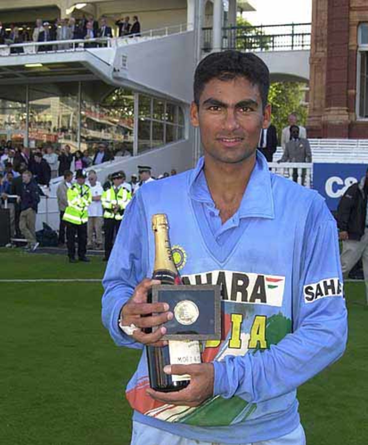 Mohammad Kaif with the Man of the Match awards, NatWest Series Final at Lord's, 13th Jul 2002