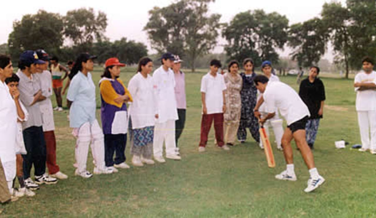 Wasim Hassan Raja helping train PWCA players, Coaching & Training Center, Lahore