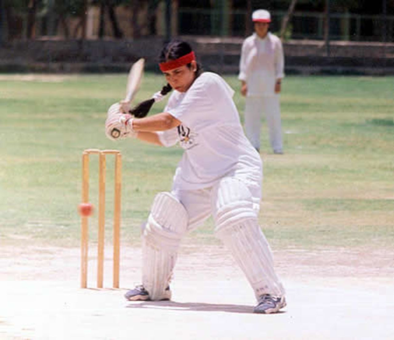 Captain Attiya Amin cuts the ball for four, LCCA Ground, Lahore