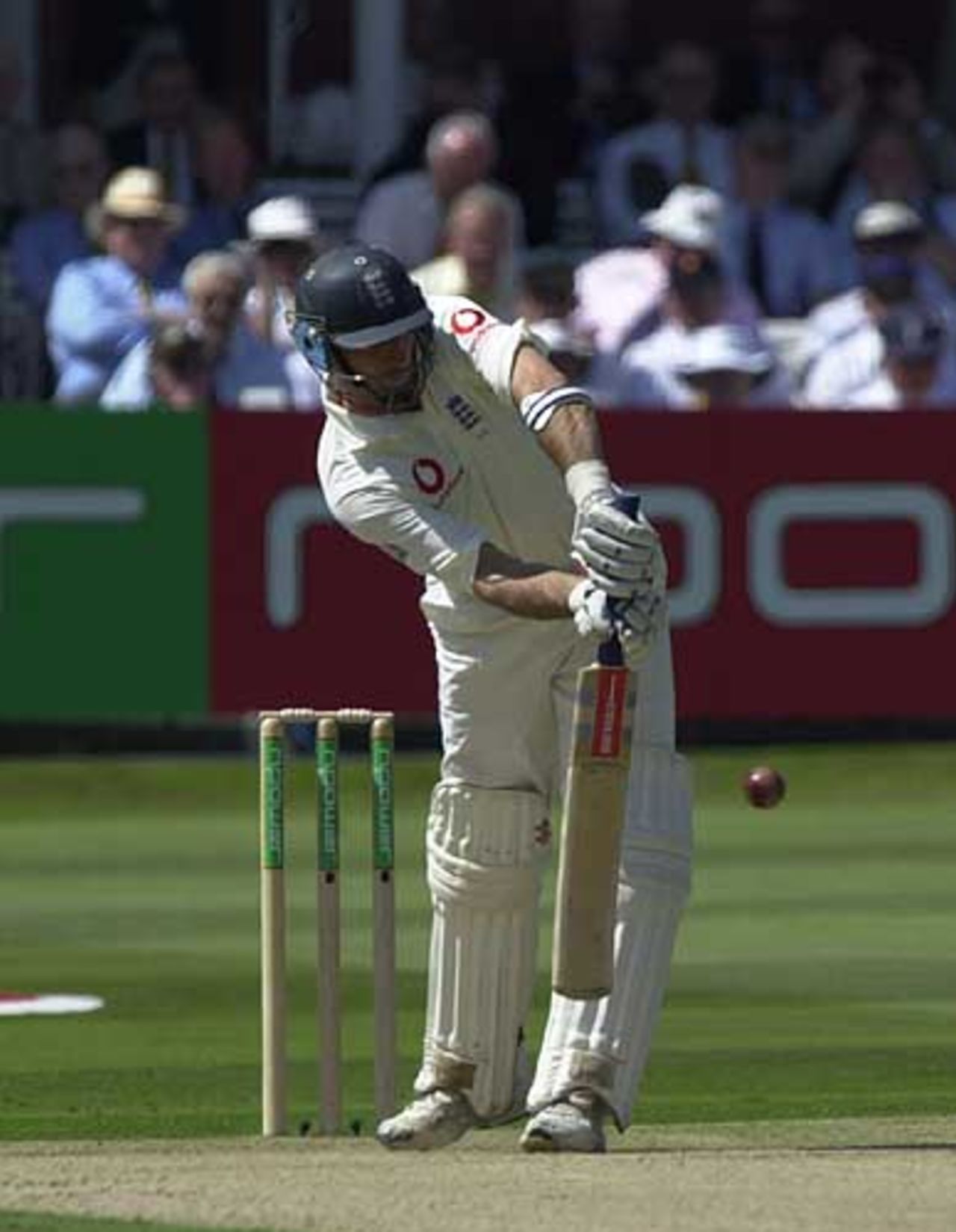 Nasser Hussain plays a delivery to leg on day one of the Test, England v India 1st npower Test at Lord's