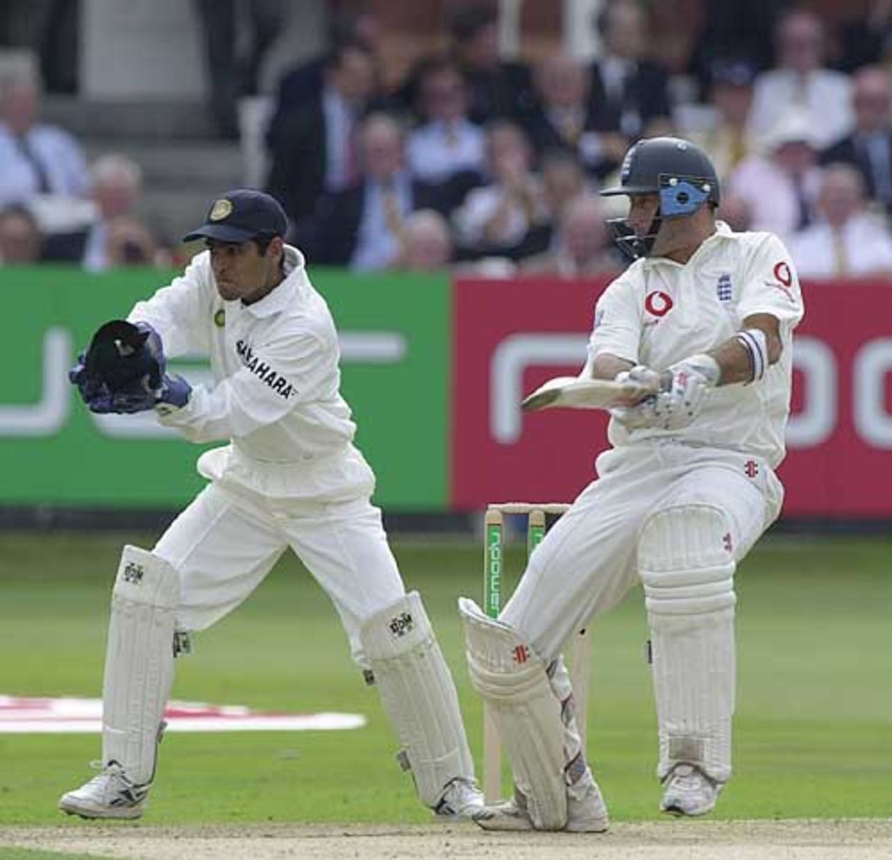 Nasser Hussain with a savage cut shot in his century, England v India, 1st npower Test at Lord's