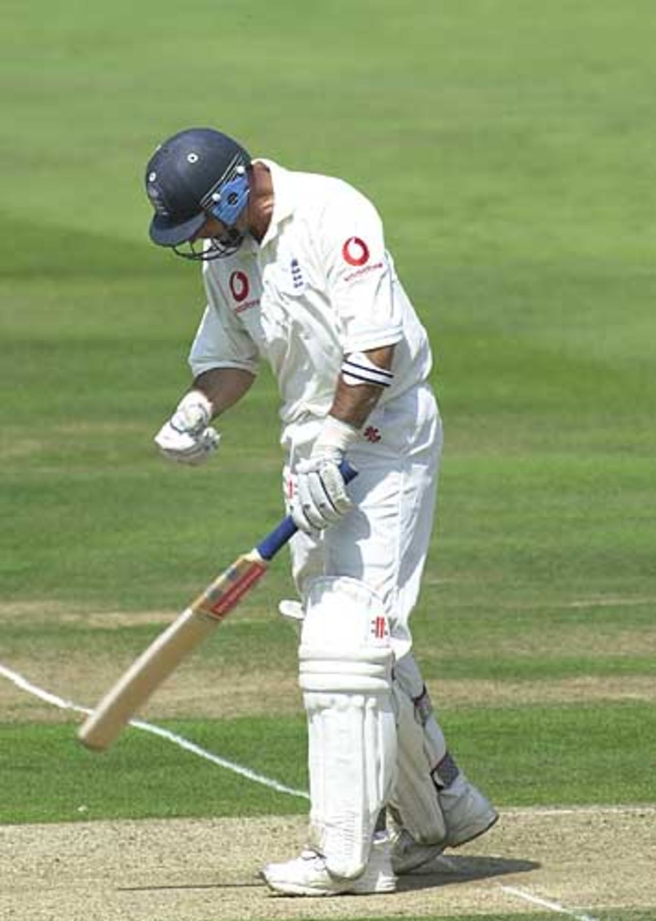 Nasser Hussain is furious at having been dismissed for 155, 1st npower Test at Lord's