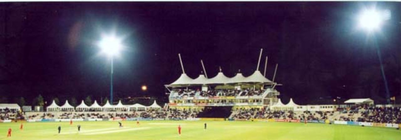 Panoramic view of the Floodlit match Hampshire Hawks v Lancashire Lightning...