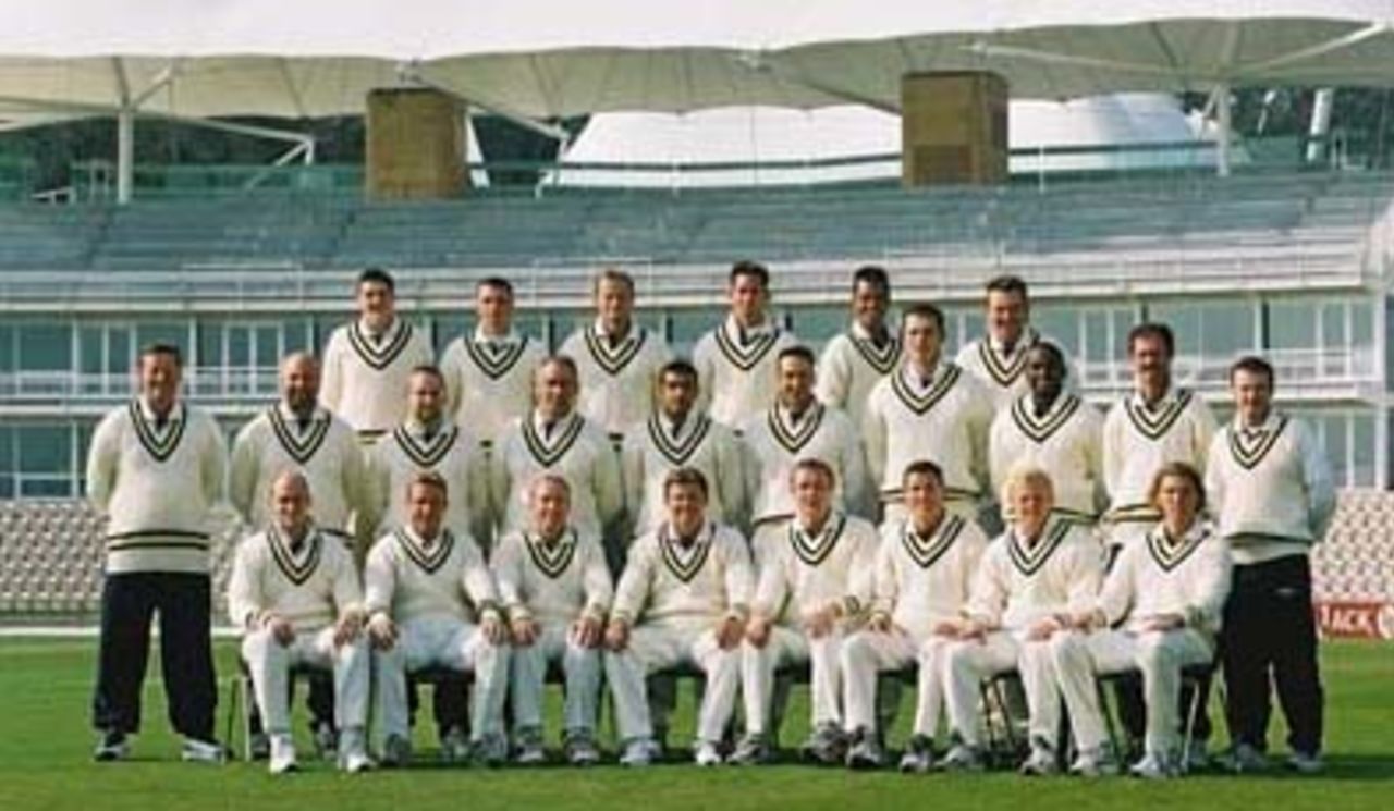 Back left to right: CG Van derGught, JEK Schofield, JRC Hamblin, I Brunnschweiler, <BR>LR Prittipaul, DA Kenway.<br>Center left to right:Tim Tremlett (Director of Cricket), P Farhart (Trainer), D Newman (Physio), <BR>PJ Hartley (coach), IH Shah, N Pothas, CT Tremlett, AD Mascarenhas, JR Cook (coach), <BR>TC Middleton (coach)<br>Front left to right: JP Crawley, AN Aymes, WS Kendall, RA Smith (Captain), SD Udal, GW White, <BR>JS Laney, AC Morris