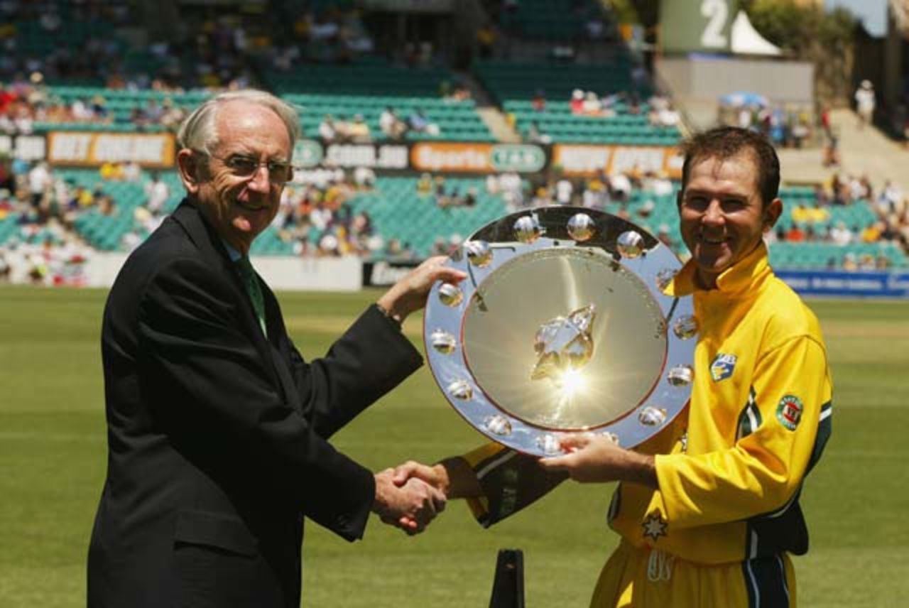 Australia retains the ICC ODI shield presented to them by former ICC President Malcolm Gray in 2002
