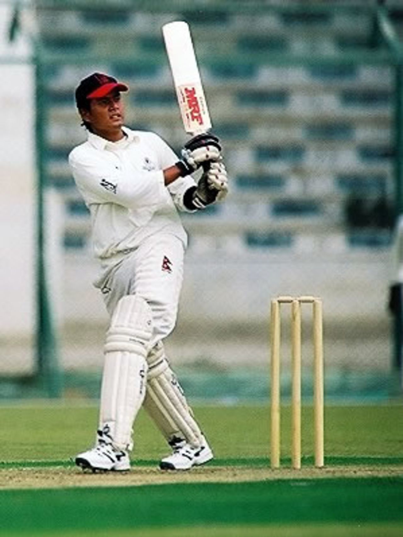 Nepal's opener Yashwant Subedi hits to leg during his innings of 63, Nepal Under-19s v Maldives Under-19s at National Stadium Karachi, Youth Asia Cup 2003, 14 July 2003.