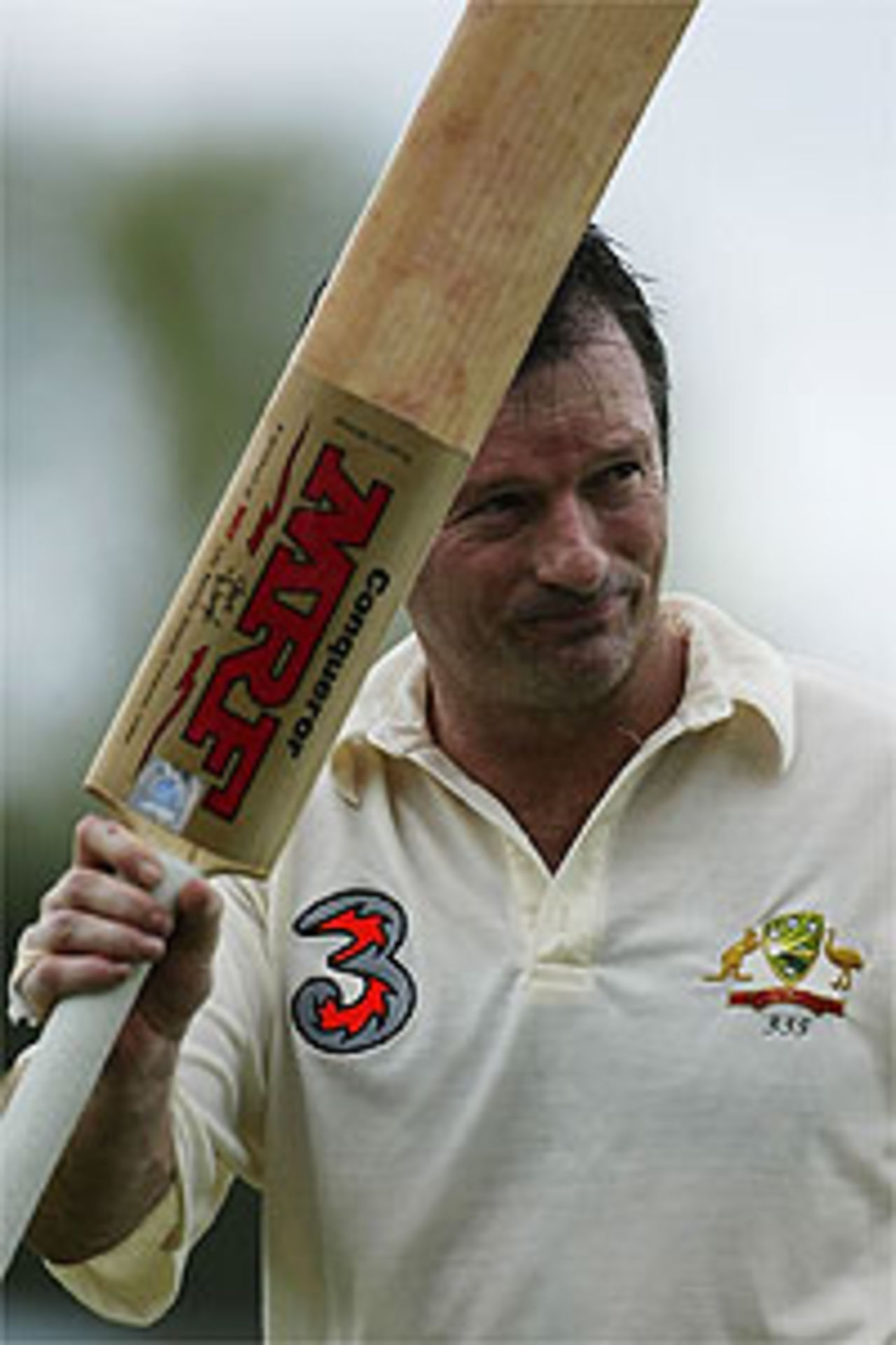 DARWIN- JULY 19: Steve Waugh of Australia celebrates his century during day two of the First Test between Australia and Bangladesh played at Marrara Oval on July 19, 2003 in Darwin, Australia.