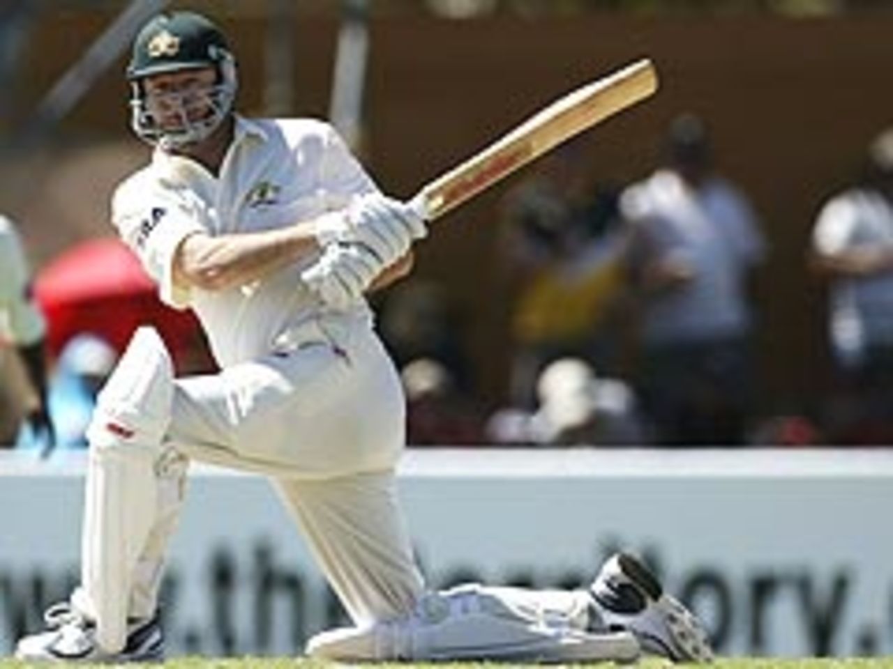 Steve Waugh sweeps en route to his hundred against Bangladesh