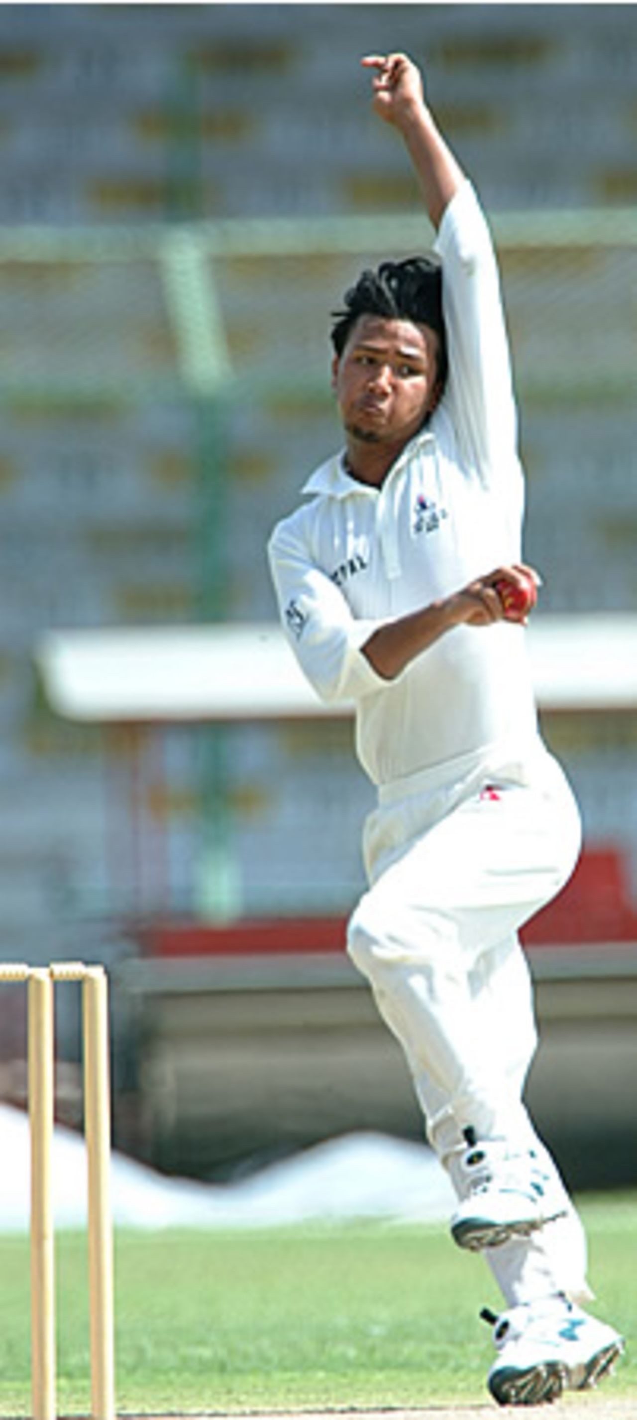 Manjeet Shreshta of Nepal took 4 UAE wickets for 19 runs,   Nepal Under-19s v United Arab Emirates Under-19s at National Stadium Karachi, Youth Asia Cup 2003, 20 July 2003.