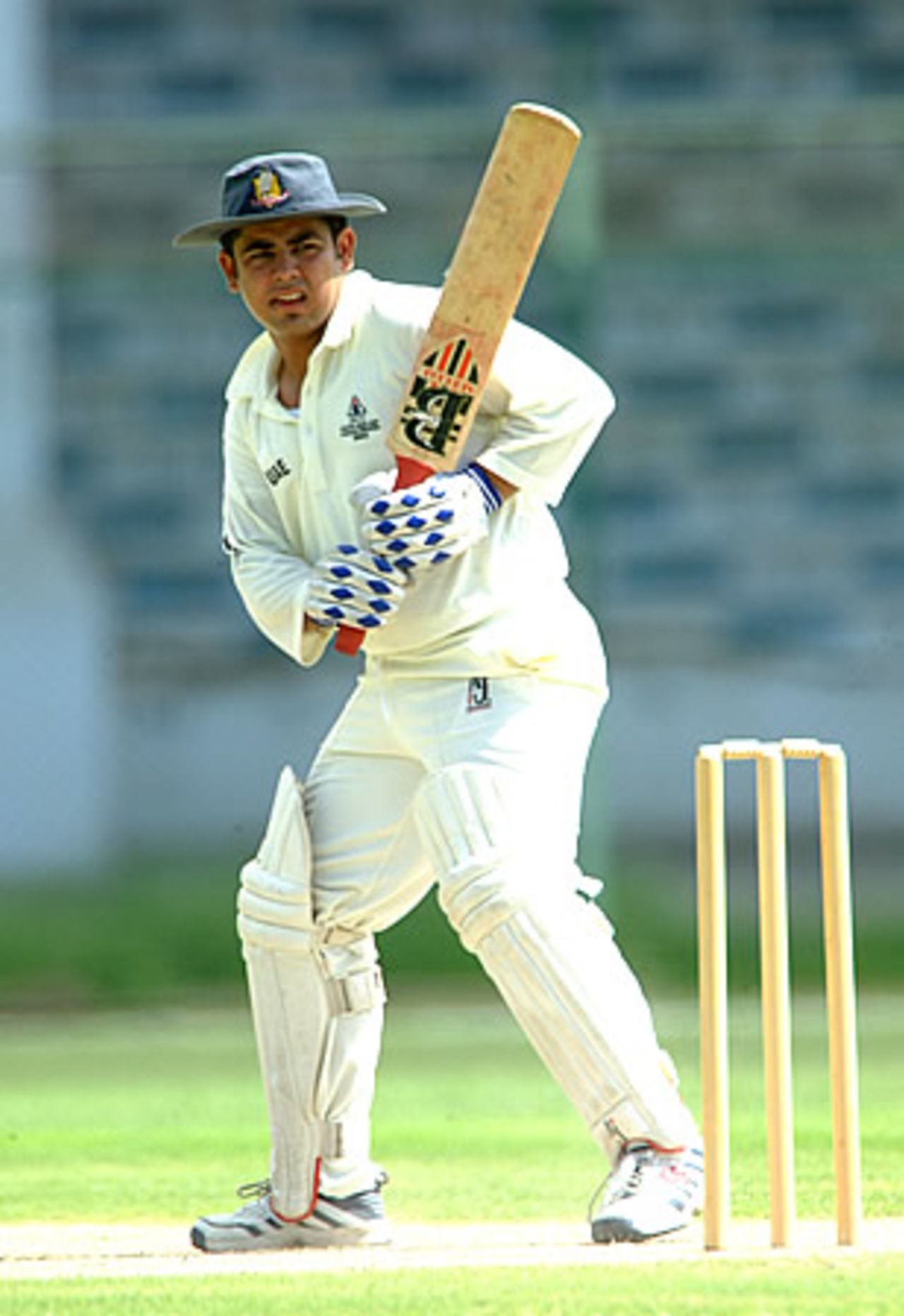 UAE batsman Asim Zubair's batting action, Nepal Under-19s v United Arab Emirates Under-19s at National Stadium Karachi, Youth Asia Cup 2003, 20 July 2003.