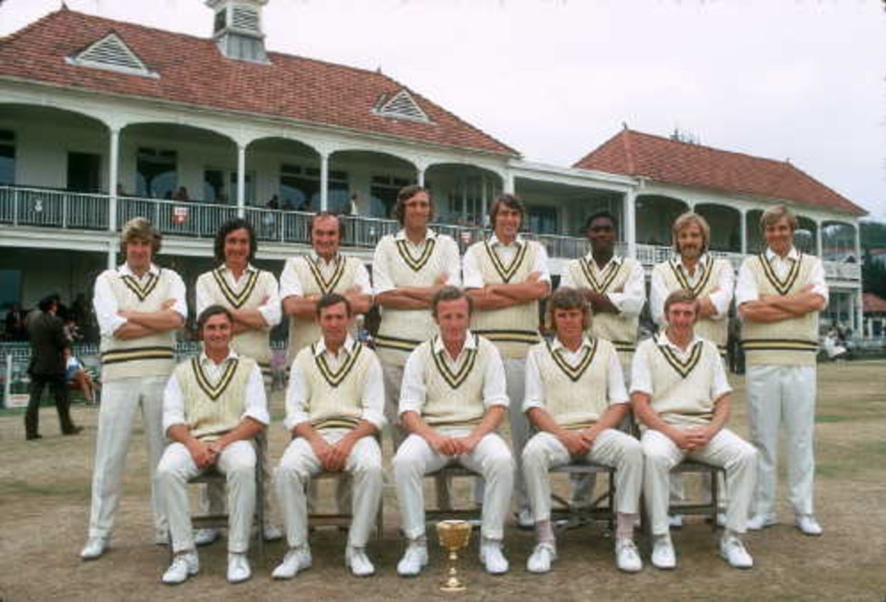 County Championship winners 1973<BR>Back row l/r Richard Lewis, David O'Sullivan, Mike Taylor, Tom Mottram, Bob Herman,<BR>Gordon Greenidge, Andy Murtagh, Trevor Jesty<BR>Front row l/r David Turner, Peter Sainsbury, Richard Gilliat (captain),<BR>Barry Richards, Bob Stephenson