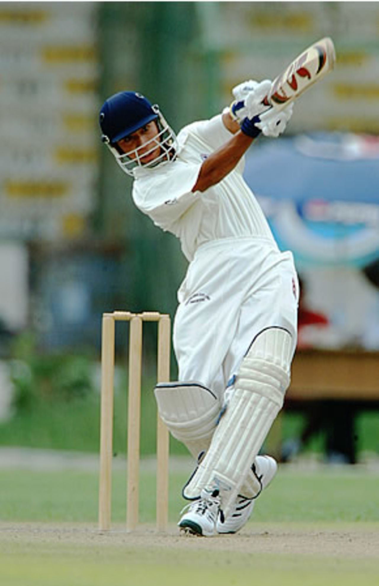 Sharad Veswakar drives for the boundary, Final: Malaysia Under-19s v Nepal Under-19s at National Stadium, Karachi, Youth Asia Cup 2003, 27 July 2003.