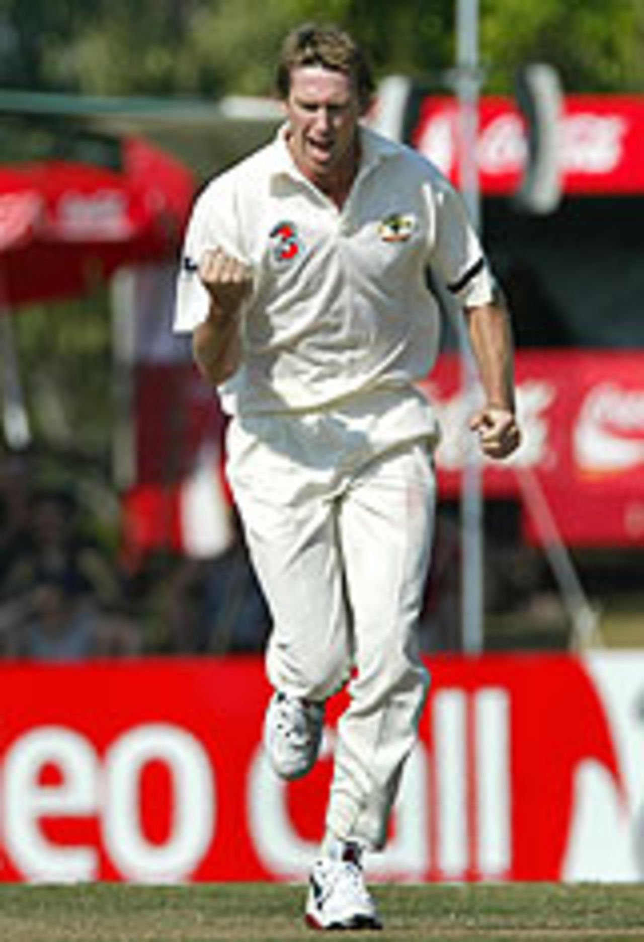 Glenn McGrath celebrates a five-for on his return, Australia v Sri Lanka, Darwin, July 2, 2004