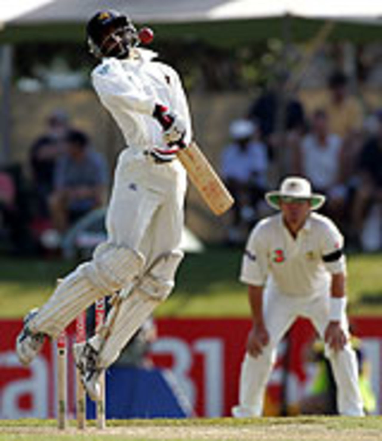 Russel Arnold takes evasive action, Australia v Sri Lanka, Darwin, July 2, 2004