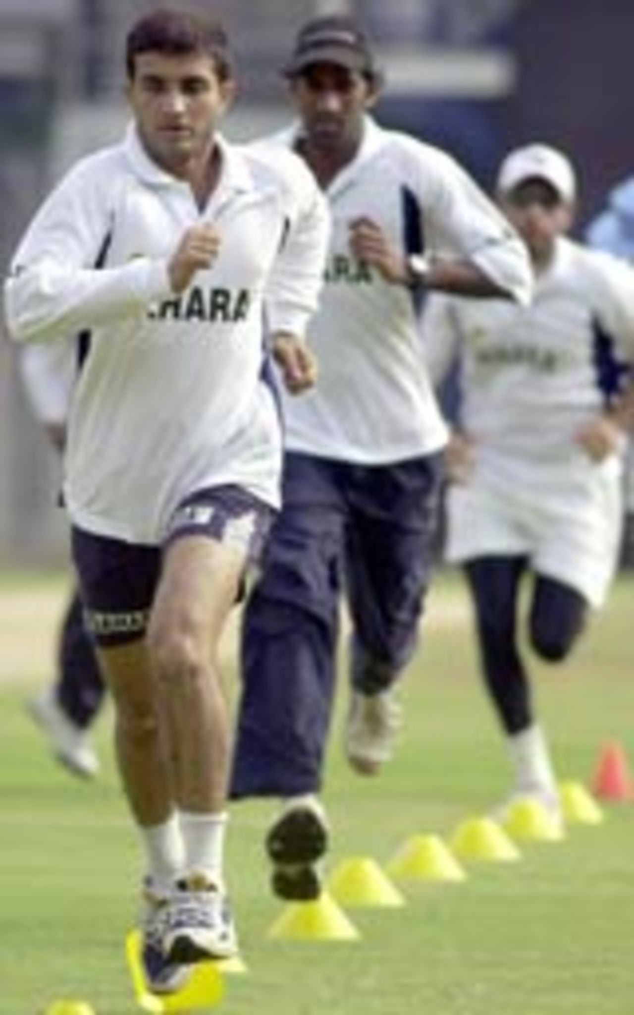 Sourav Ganguly leads a training routine, Asia Cup preparatory camp, Chennai, July 5, 2004