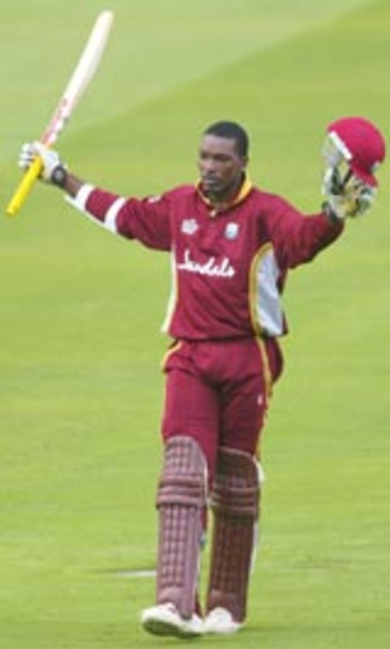 Chris Gayle celebrates his match-winning hundred, England v West Indies, NatWest Series, Lord's, July 6 2004