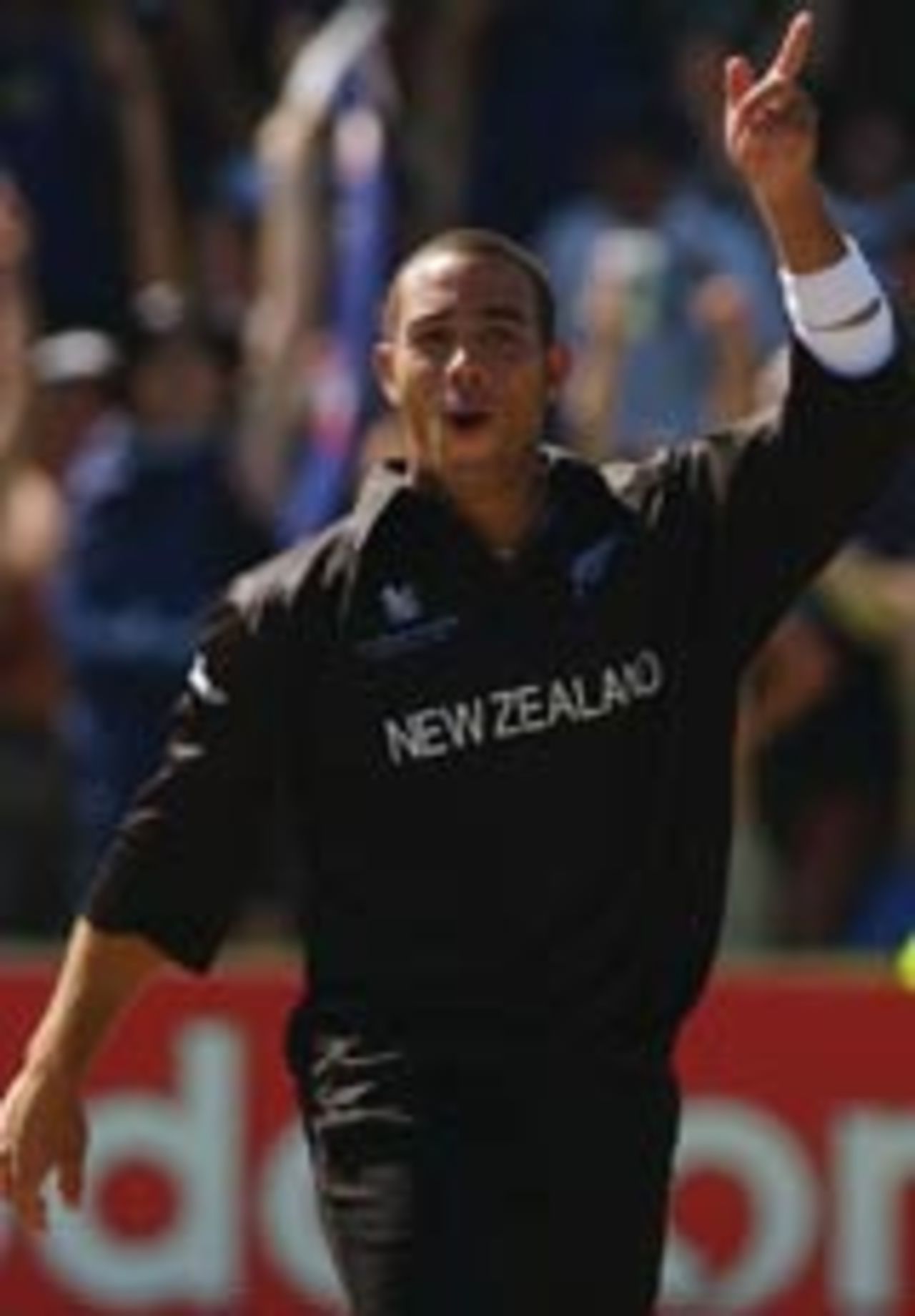 Andre Adams celebrates a wicket in New Zealand's World Cup match against West Indies, New Zealand v West Indies, February 13, 2003