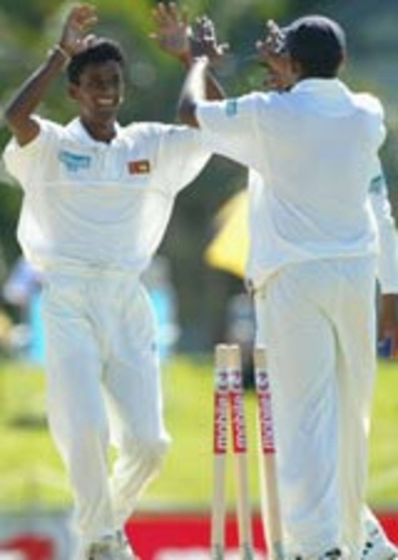 Upul Chandana celebrates a wicket, Australia v Sri Lanka, 2nd Test, Cairns, 5th day, July 13, 2004