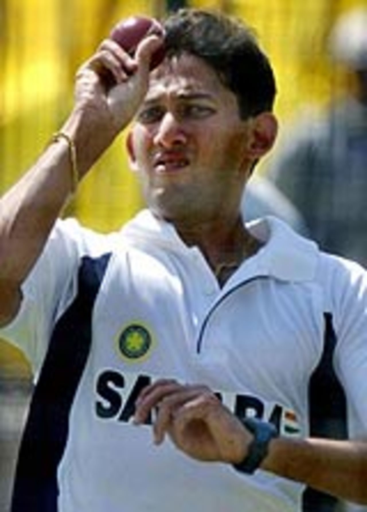 Ajit Agarkar bowling in the nets, 2004