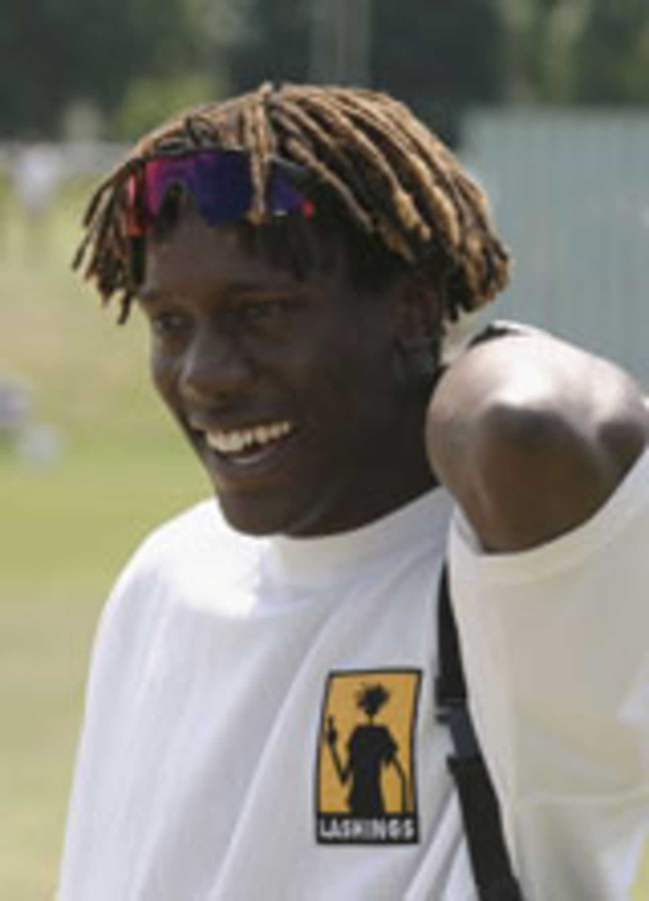 Henry Olonga wearing a Lashings shirt, June 24 2003