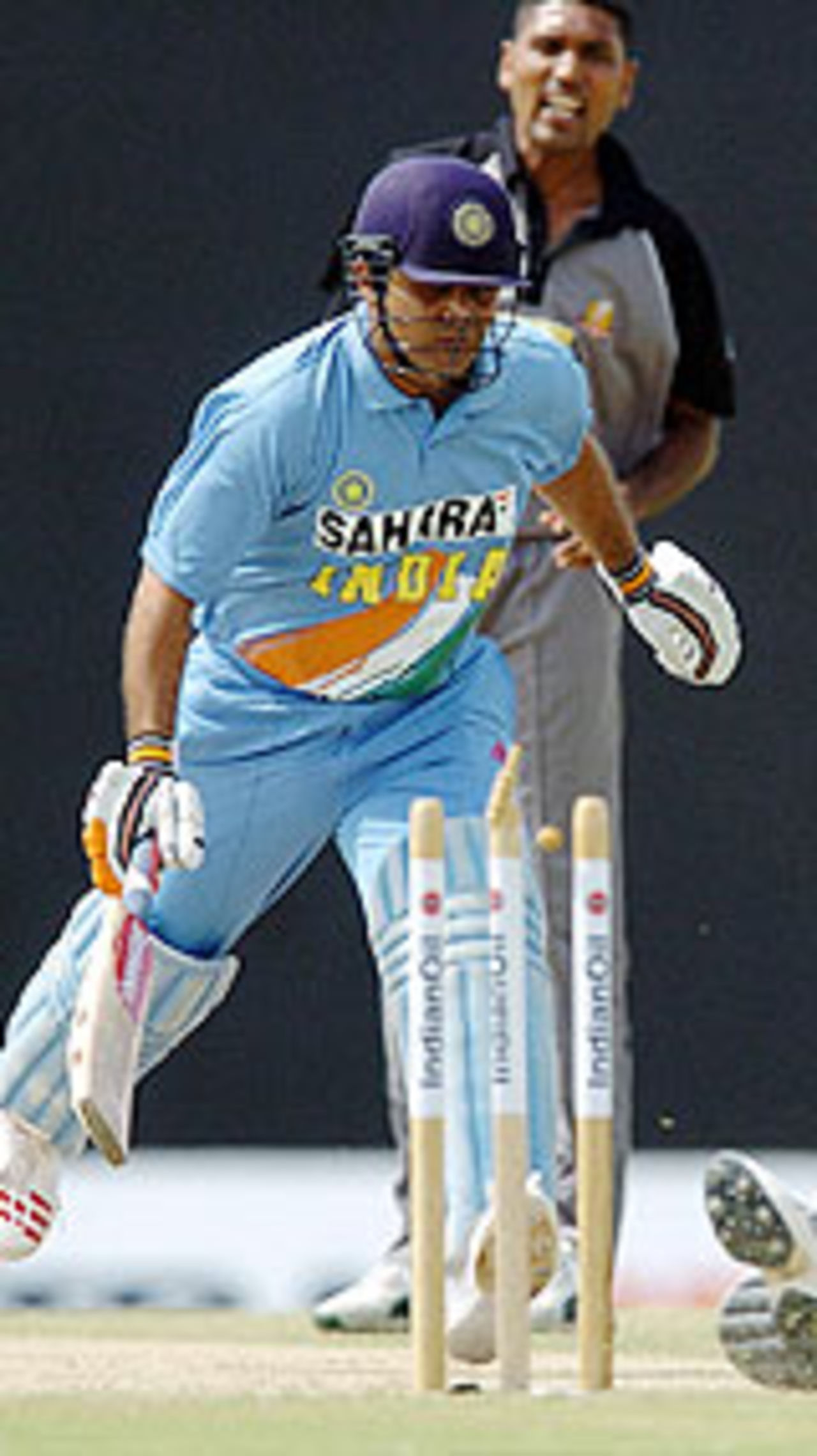 Virender Sehwag is caught short of his crease, India v UAE, Asia Cup, Dambulla, July 16, 2004