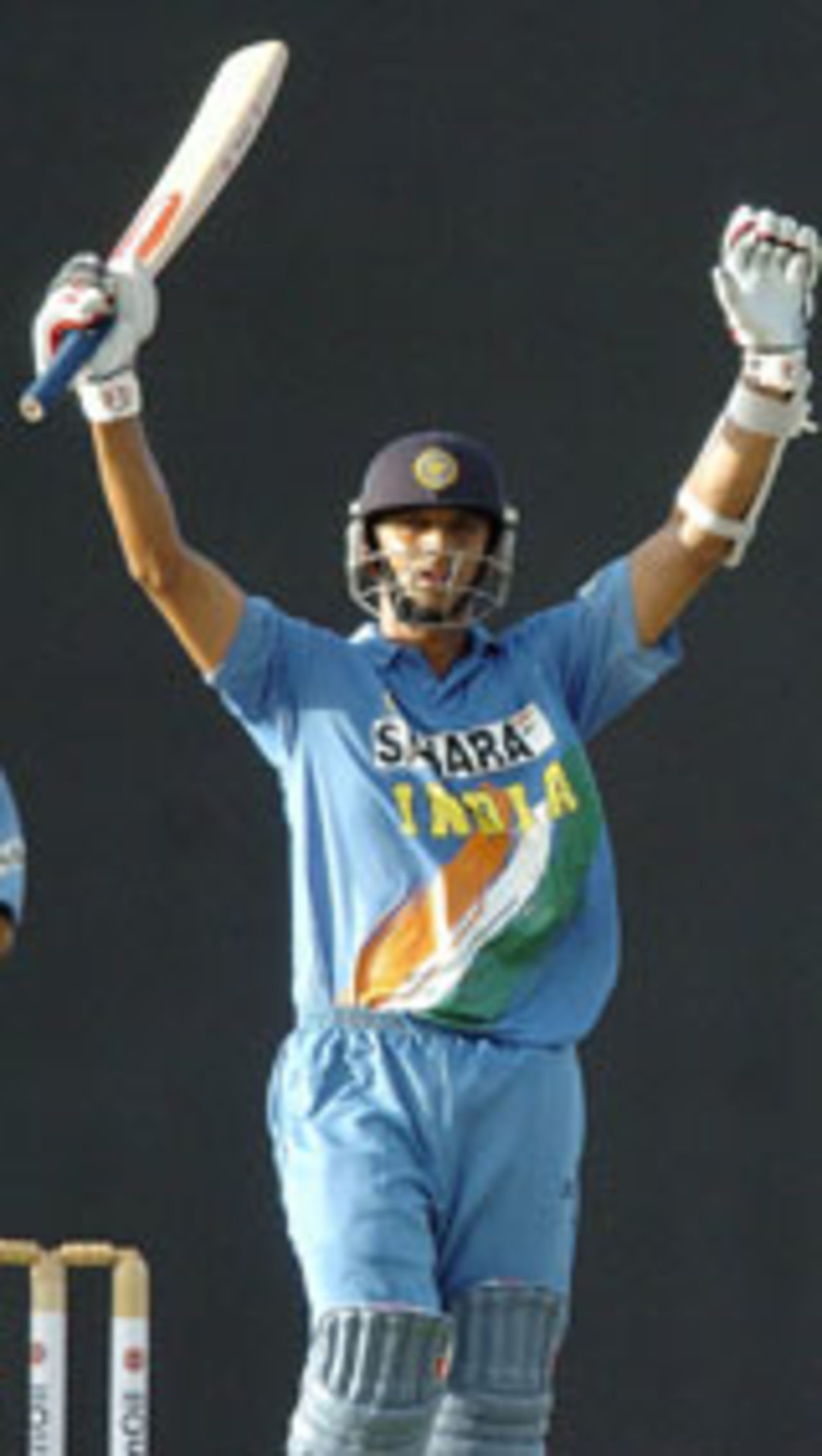 Rahul Dravid celebrates his hundred against UAE, India v UAE, Asia Cup, July 16 2004