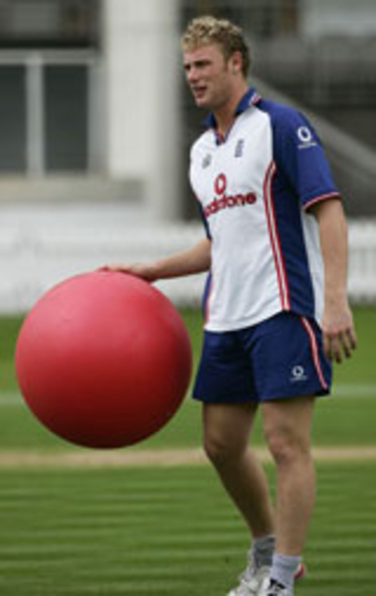 Andrew Flintoff training at nets, Lord's, July 20, 2004