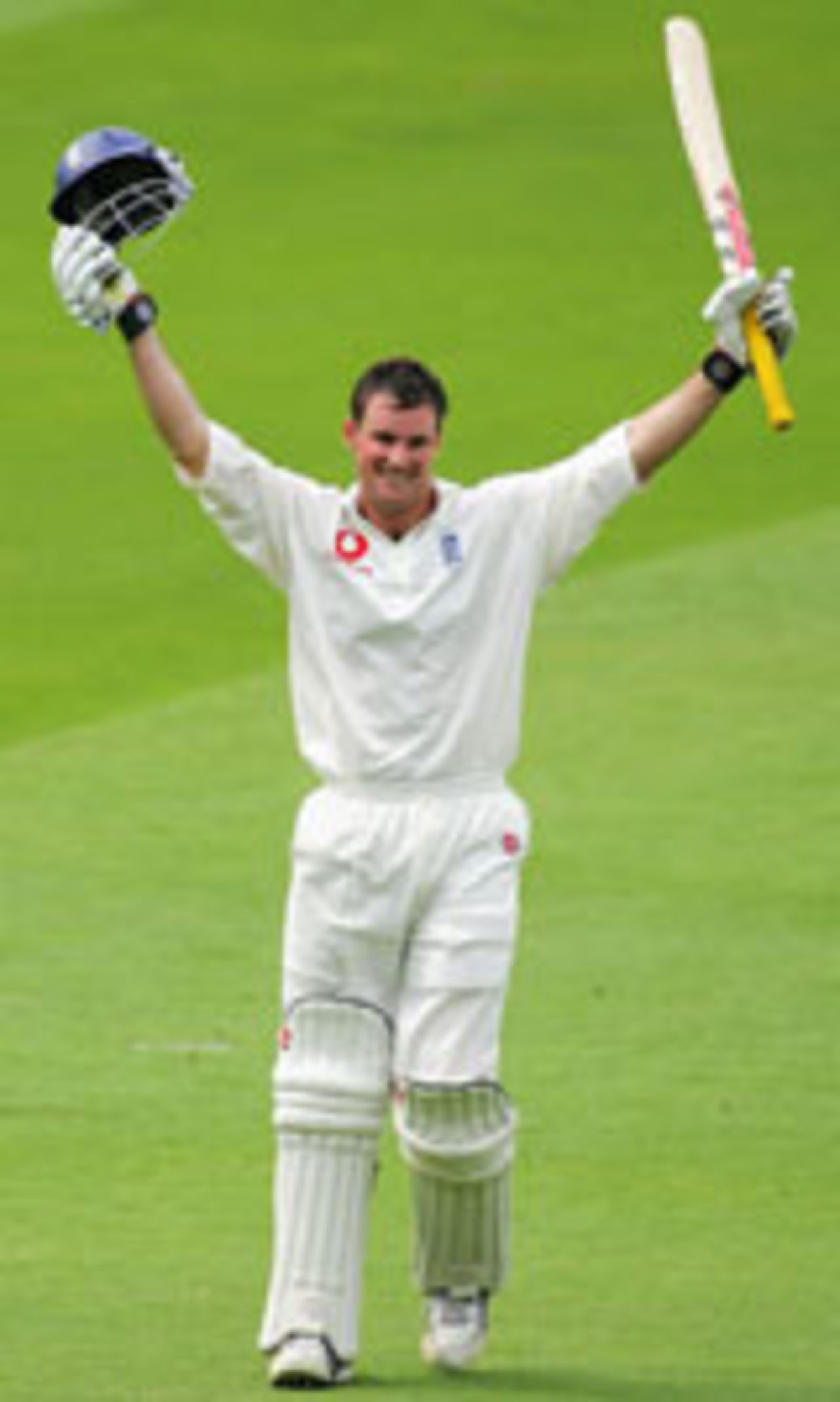 Andrew Strauss celebrates his century, England v West Indies, 1st Test, Lord's, July 22, 2004