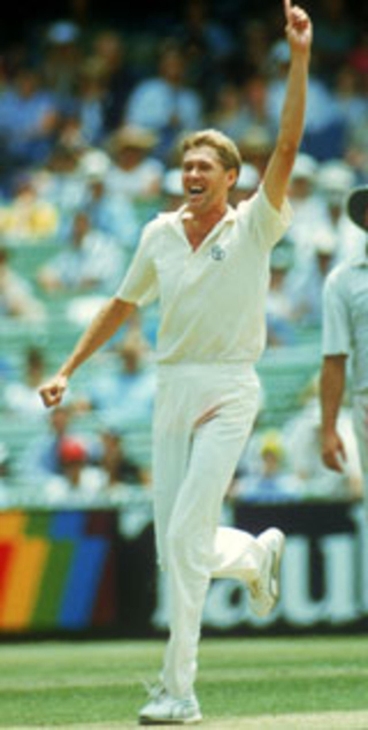 Bruce Reid celebrates a wicket, December 26, 1991