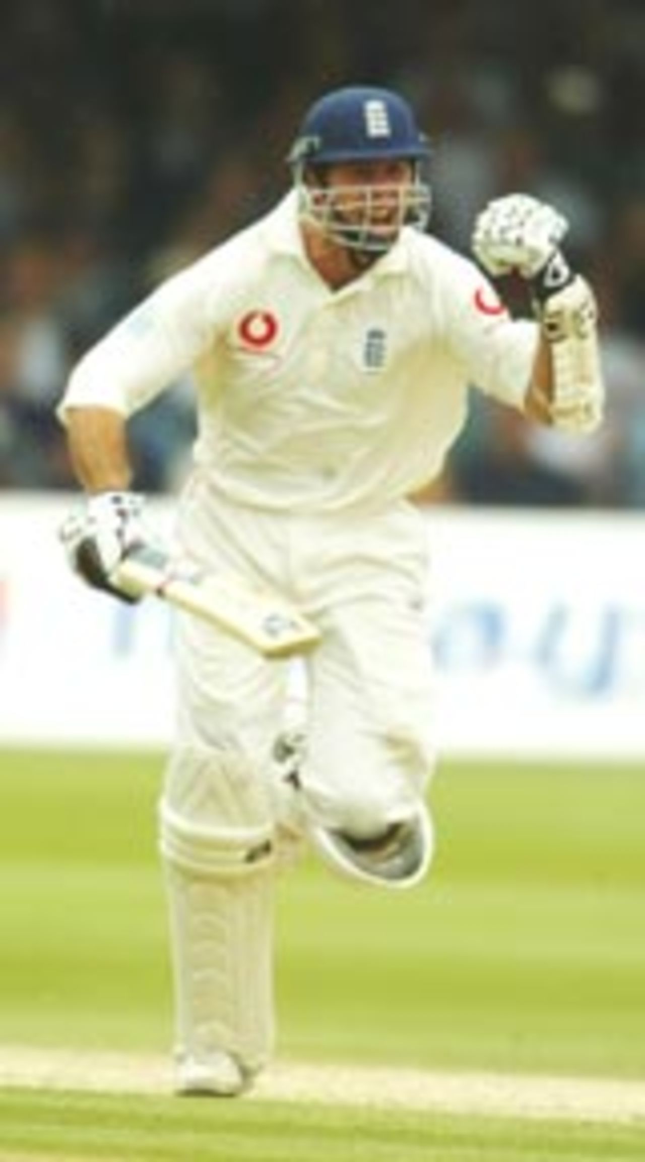 Michael Vaughan celebrates his second hundred of the match, England v West Indies, first Test, Lord's, 25 July 2004