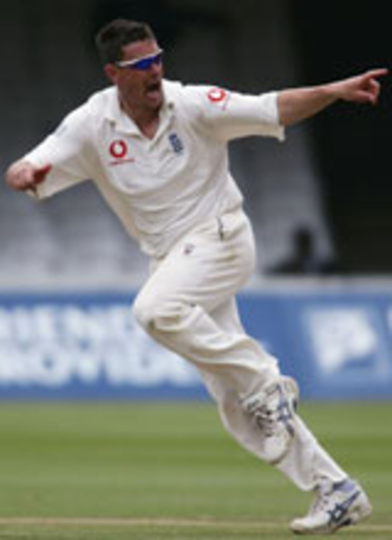 Ashley Giles celebrates the wicket of Brian Lara, England v West Indies, 1st Test, July 26, 2004