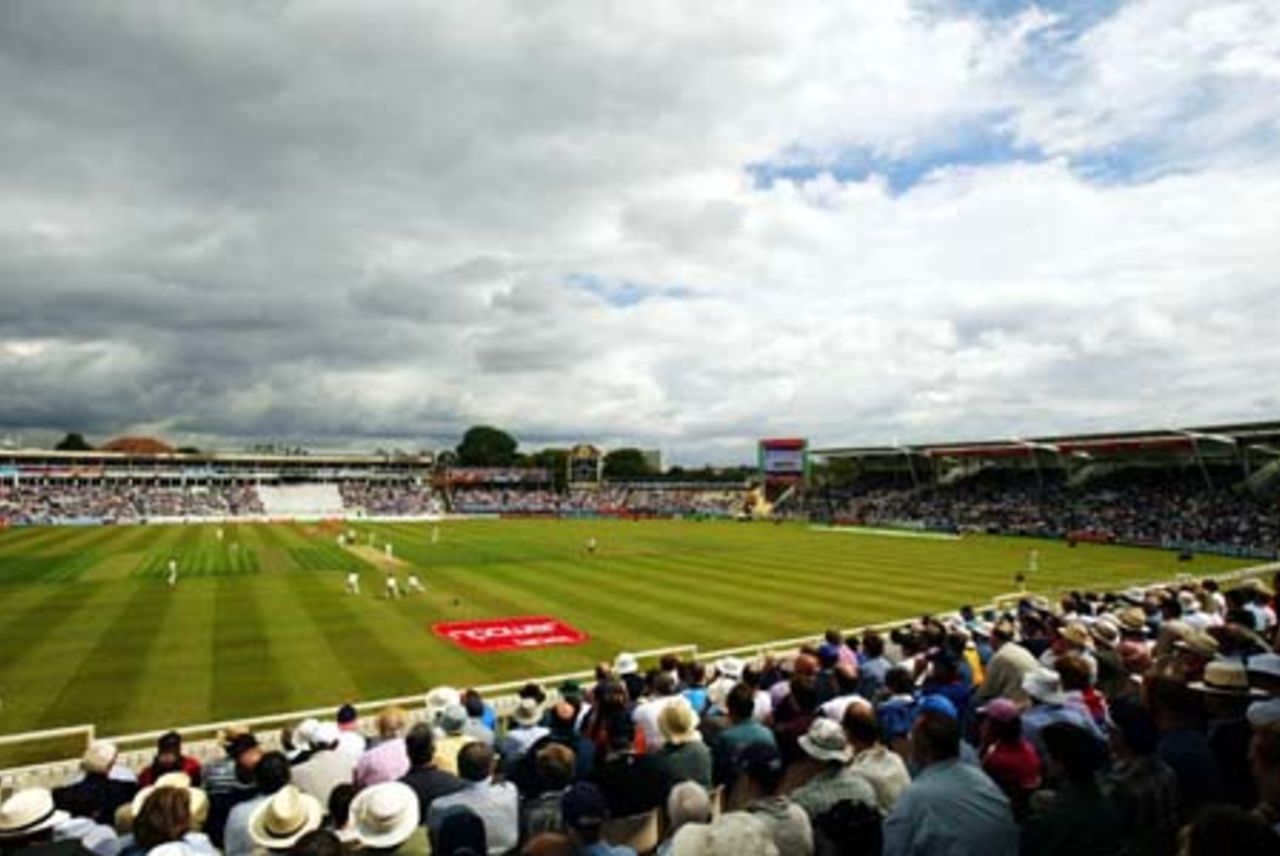 General view taken during the third day of the first npower test match between England and South Africa held on July 26, 2003 at the Edgbaston Cricket Ground, in Birmingham, England.