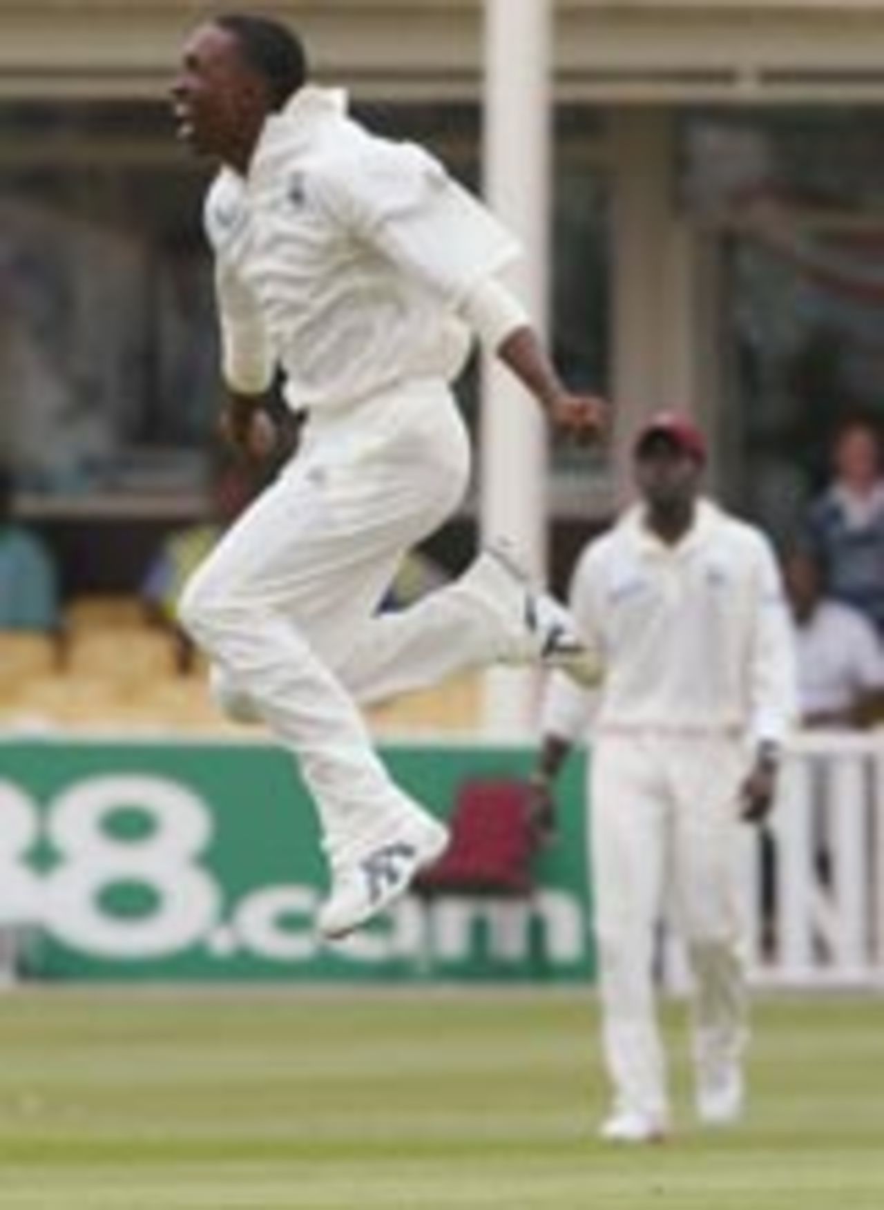 Dwayne Bravo celebrates a wicket, England v West Indies, 2nd Test, Edgbaston, July 29, 2004