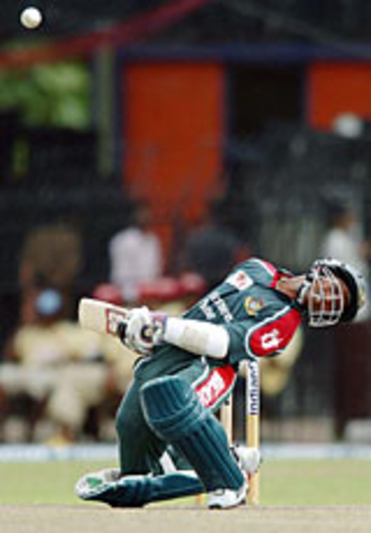 Rajin Saleh sways out the way of a bouncer, Bangladesh v Pakistan, Asia Cup, 12th match, Colombo, July 29, 2004